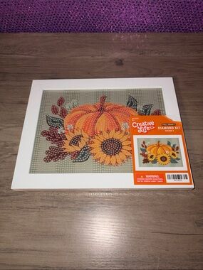 Pumpkin & Sunflower Diamond Art Kit | Fall Harvest Decor Craft